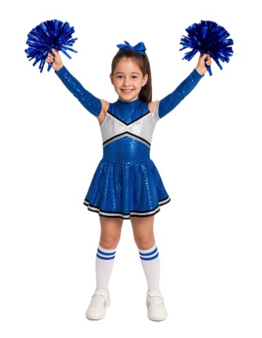 Neues blau Cheerleader-Kostüm - von hoher Qualität, ideal für Karneval, Themenpartys und besondere Veranstaltungen.