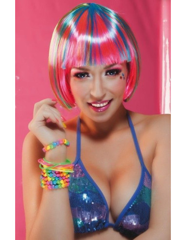 Peluca media melena multicolor - de alta calidad, ideal para carnaval, fiestas temáticas y eventos especiales