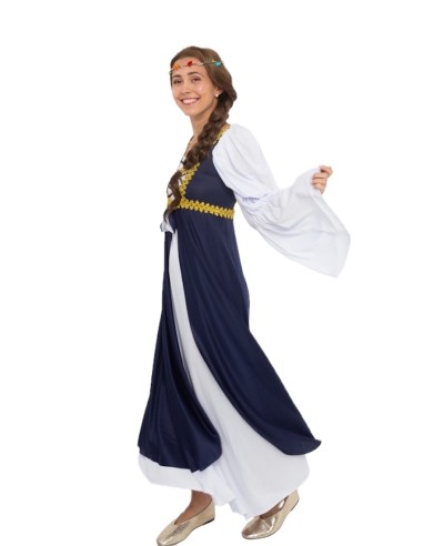 Costume Femme Médiévale Bleu  Neuf