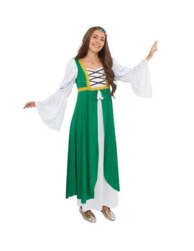 Costume da donna medievale verde nuovo