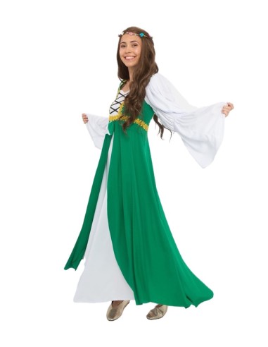Costume da donna medievale verde nuovo
