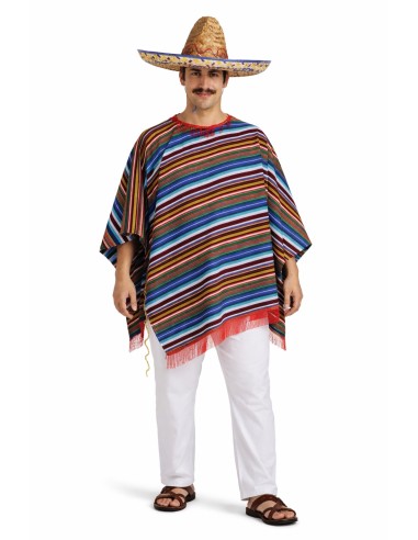 Poncho mexicain taille L - de haute qualité, idéal pour le carnaval, les fêtes à thème et les événements spéciaux.