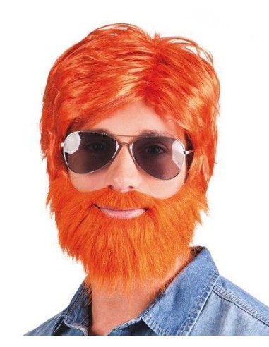Perruque pour homme orange - de haute qualité, idéale pour le carnaval, les fêtes à thème et les événements spéciaux.