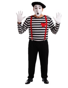 Mime Costume Size L - high quality, ideal for carnival, themed parties and special events