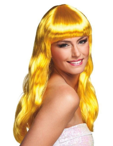 Yellow long mane wig - high quality, ideal for carnival, theme parties and special events