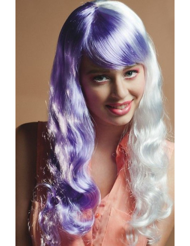 Peluca vivi blanco y lila - de alta calidad, ideal para carnaval, fiestas temáticas y eventos especiales