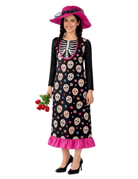 Fantasia Catrina Tamanho M - de alta qualidade, ideal para carnaval, festas temáticas e eventos especiais.