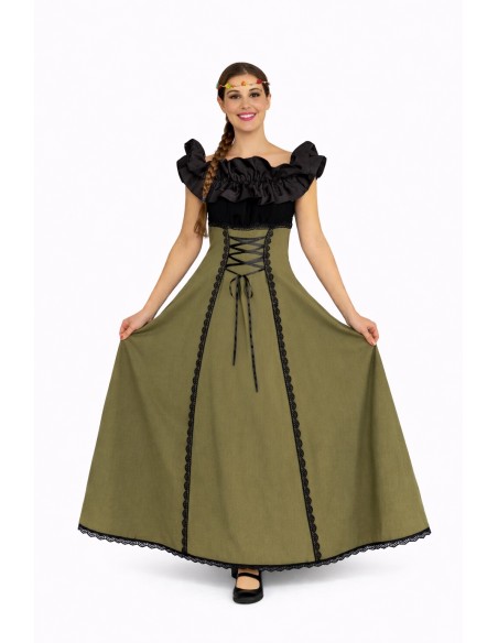 Disfraz medieval hilandera Agnes de alta calidad, ideal para carnaval, fiestas temáticas y eventos especiales.