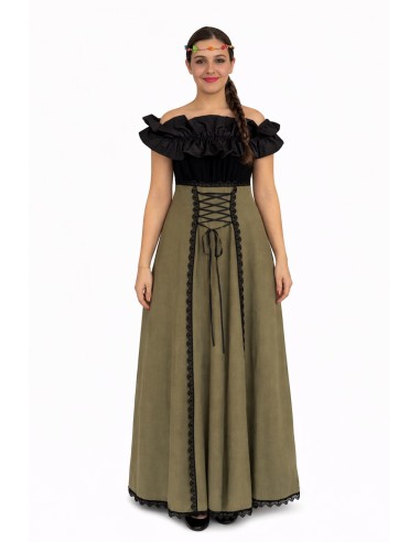 Disfarce medieval de fiandeira Agnes de alta qualidade, ideal para carnaval, festas temáticas e eventos especiais.