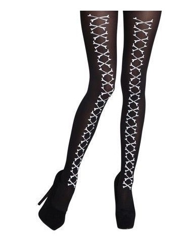 Schwarze Strumpfhose mit Knochen - hohe Qualität, ideal für Karneval, Themenfeiern und besondere Events