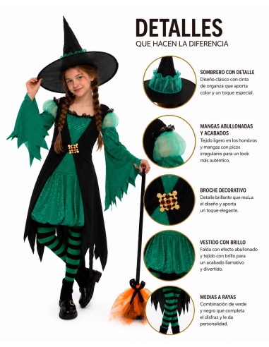 Disfraz Bruja Verde Esmeralda Nuevo
