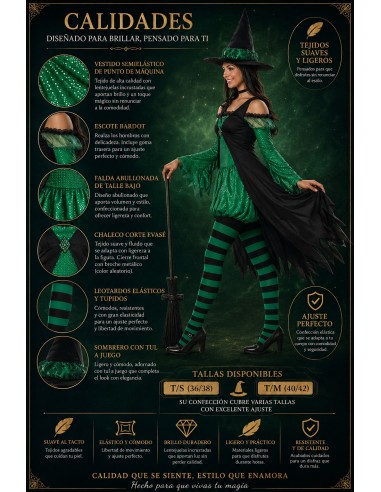 Disfraz Bruja Verde Esmeralda Nuevo