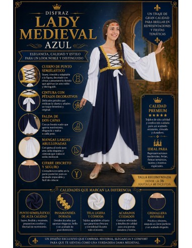 Costume Donna Medievale Blu  Nuovo