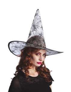 Chapeau Bruja Cobwebby Gray - Haute qualité, Idéal pour carnaval, festivités thématiques et événements spéciaux