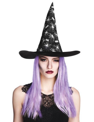 Sombrero bruja araña con pelo - de alta calidad, ideal para carnaval, fiestas temáticas y eventos especiales