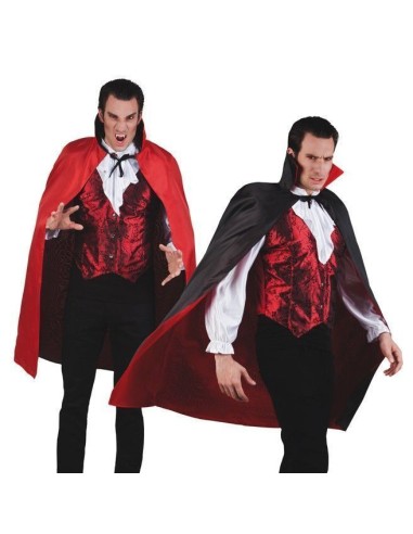 Schwarze und rote wendbare Vampirumhang - hochwertig, ideal für Karneval, Themenpartys und besondere Veranstaltungen.