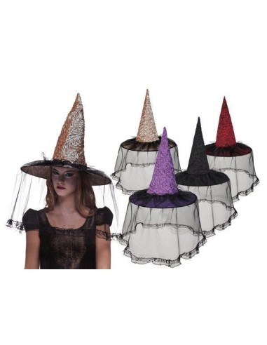 Chapeau de sorcière de village 4 couleurs assorties - de haute qualité, idéal pour le carnaval, les fêtes à thème et les événeme