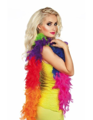 boa Feather 50gr Arco-íris 180cm - Alta qualidade, ideal para carnaval, festividades temáticas e eventos especiais