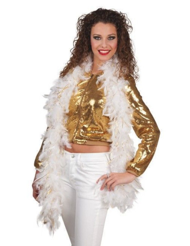 boa pluma 50gr blanco con oro 180cm - de alta calidad, ideal para carnaval, fiestas temáticas y eventos especiales