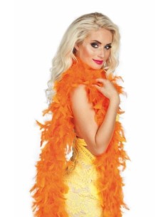 boa Feather 50g Orange 180cm - High Quality, Ideal for Carnival, Theme Festivities and Special Events
