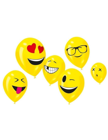 Emoji- 6 Ballons géants 24cm - Haute qualité, idéal pour carnaval, festivités thématiques et événements spéciaux