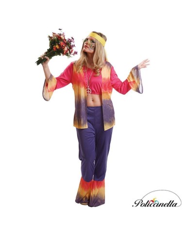 Hippy Disguise Woman Size M - High Quality, Ideal for Carnival, Theme Festivities and Special Events
