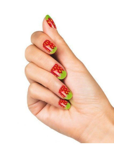 Set 24 uñas strawberry - de alta calidad, ideal para carnaval, fiestas temáticas y eventos especiales