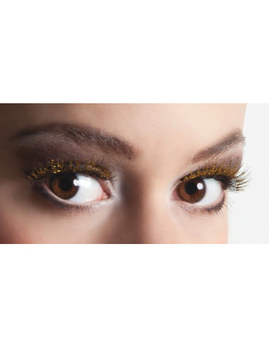 Pestañas glitter oro - de alta calidad, ideal para carnaval, fiestas temáticas y eventos especiales