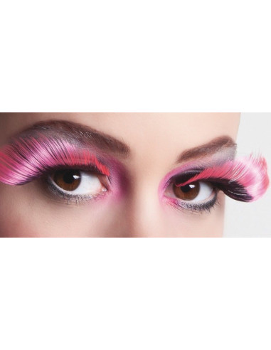Pestañas grandes negro/rosa - de alta calidad, ideal para carnaval, fiestas temáticas y eventos especiales