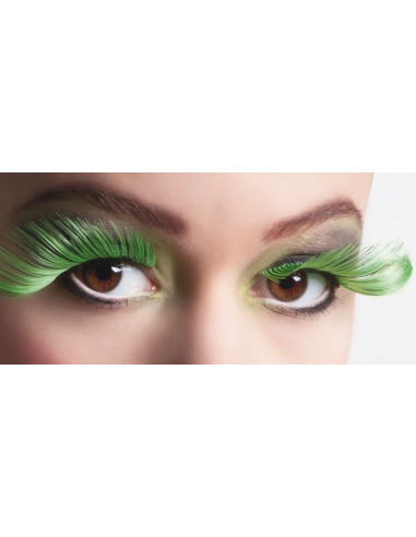 Grands cils noir / vert - de haute qualité, idéal pour carnaval, soirées à thème et événements spéciaux