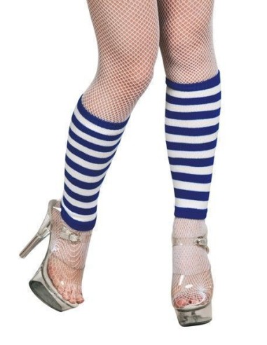 Chauffe-jambes bleu / blanc - haute qualité, idéal pour carnaval, festivités thématiques et événements spéciaux