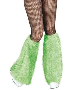 Aquecedores de perna de pelúcia verde - de alta qualidade, ideais para o carnaval, festas temáticas e eventos especiais.