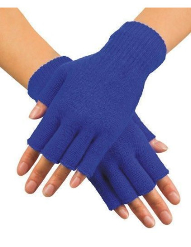Gants bleus sans doigts - haute qualité, idéal pour carnaval, fêtes à thème et événements spéciaux