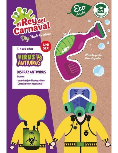 Camisa antivírus de 3/5 anos - alta qualidade, ideal para carnaval, festas temas e eventos especiais