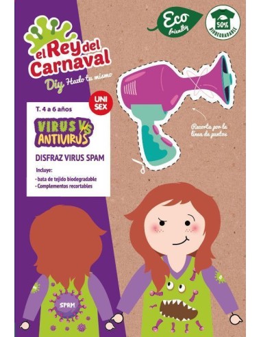 Green Virus Spam Shirt 3/5 Years - high quality, ideal for carnival, themed parties, and special events