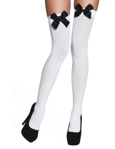 Medias cabaret blancas con lazo - de alta calidad, ideal para carnaval, fiestas temáticas y eventos especiales