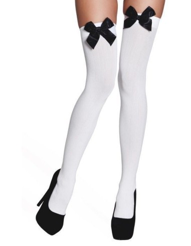 Bas de cabaret blanc avec boucle - haute qualité, idéal pour carnaval, fêtes à thème et événements spéciaux