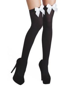 Black cabaret stockings with bow - high quality, ideal for carnival, themed parties and special events