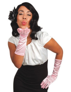 Gloves up to Elbow Monte Carlo Rosa - High Quality, Ideal for Carnival, Theme Festivities and Special Events