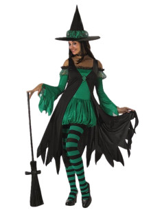 Disfraz Bruja Verde Esmeralda Nuevo - de alta calidad, ideal para carnaval, fiestas temáticas y eventos especiales