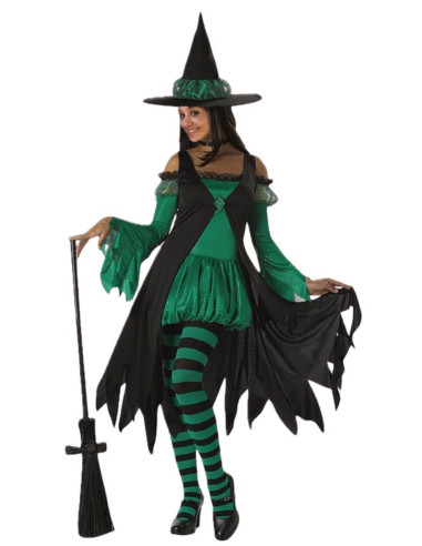 Disfraz Bruja Verde Esmeralda Nuevo - de alta calidad, ideal para carnaval, fiestas temáticas y eventos especiales