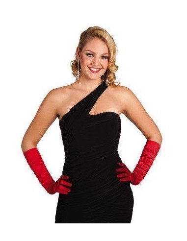 Gants jusqu'au coude hollywoodien rouge - haute qualité, idéal pour carnaval, fêtes à thème et événements spéciaux