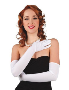 Guanti bianchi stretch 60cm m-l - di alta qualità, ideali per auto, feste a tema ed eventi speciali