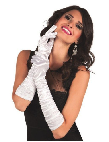 Guantes hasta el codo hollywood blanco - de alta calidad, ideal para carnaval, fiestas temáticas y eventos especiales