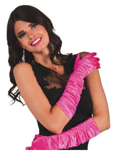 Gloves up to Elbow Hollywood Hot Pink - High Quality, Ideal for Carnival, Theme Festivities and Special Events