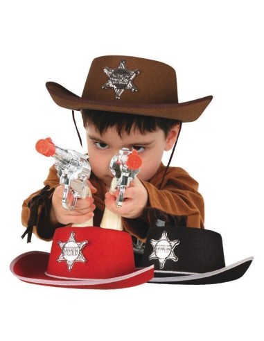 Felt sheriff hat in 3 colors - high quality, ideal for carnival, themed parties, and special events.