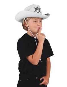 Cappello da sceriffo junior bianco - di alta qualità, ideale per carnevale, feste a tema ed eventi speciali.