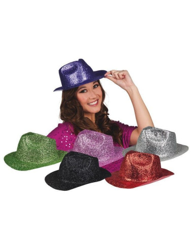 Sombrero ganster escarchado 6 colores su - de alta calidad, ideal para carnaval, fiestas temáticas y eventos especiales
