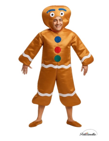disfarce Bolinho Gengibre Tamanho L - Alta Qualidade, Ideal para Carnaval, Festividades Temáticas e Eventos Especiais