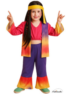 Costume Hippy Girl - High Quality, Ideal for Carnival, Theme Festivities and Special Events